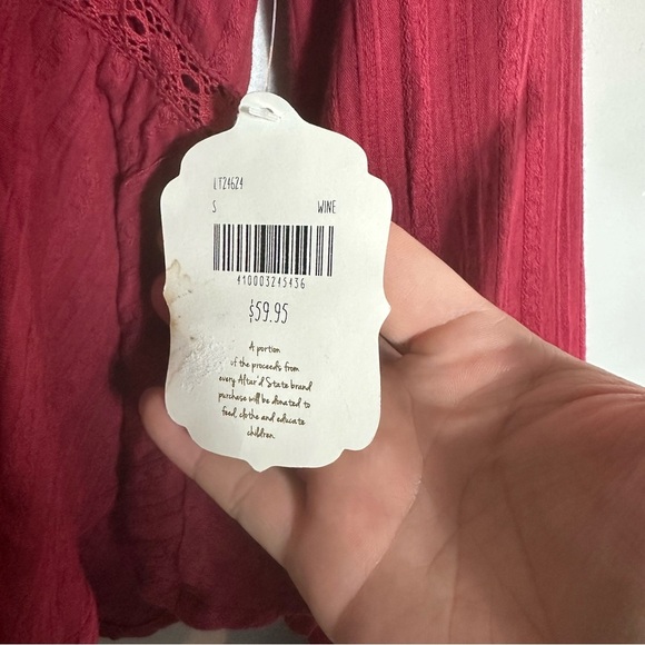 Altrd State Maroon Cotton Long Sleeve Blouse Peasant Top NEW NWT - Picture 7 of 11